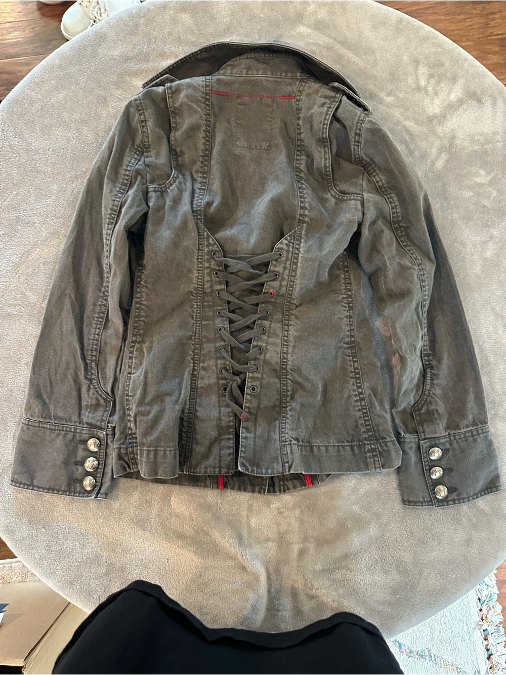 GAP RARE Red Lace-Up Corset Denim Jacket Size XS